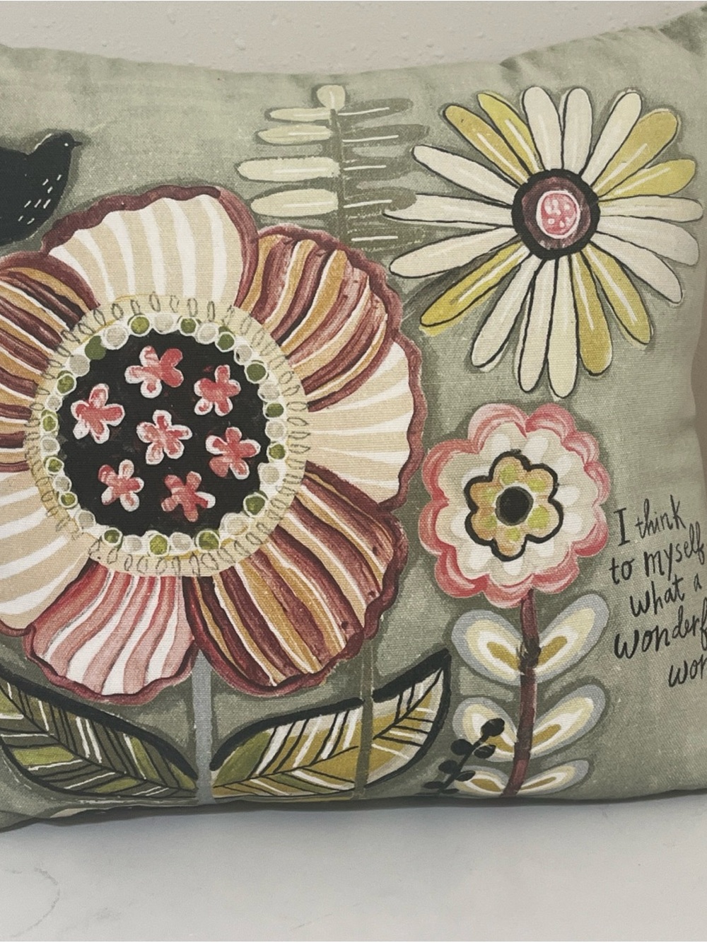 Primitives by Kathy Floral Accent Pillow what a wonderful world